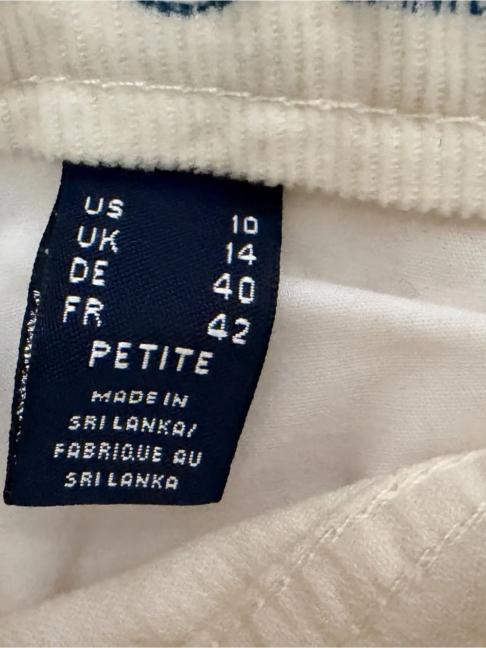 Lands' End White Petite Straight-Leg Corduroy Pants